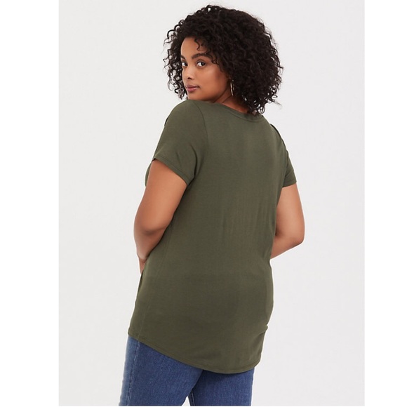 New Torrid Olive Green Classic Fit Girlfriend Tee - Picture 3 of 5